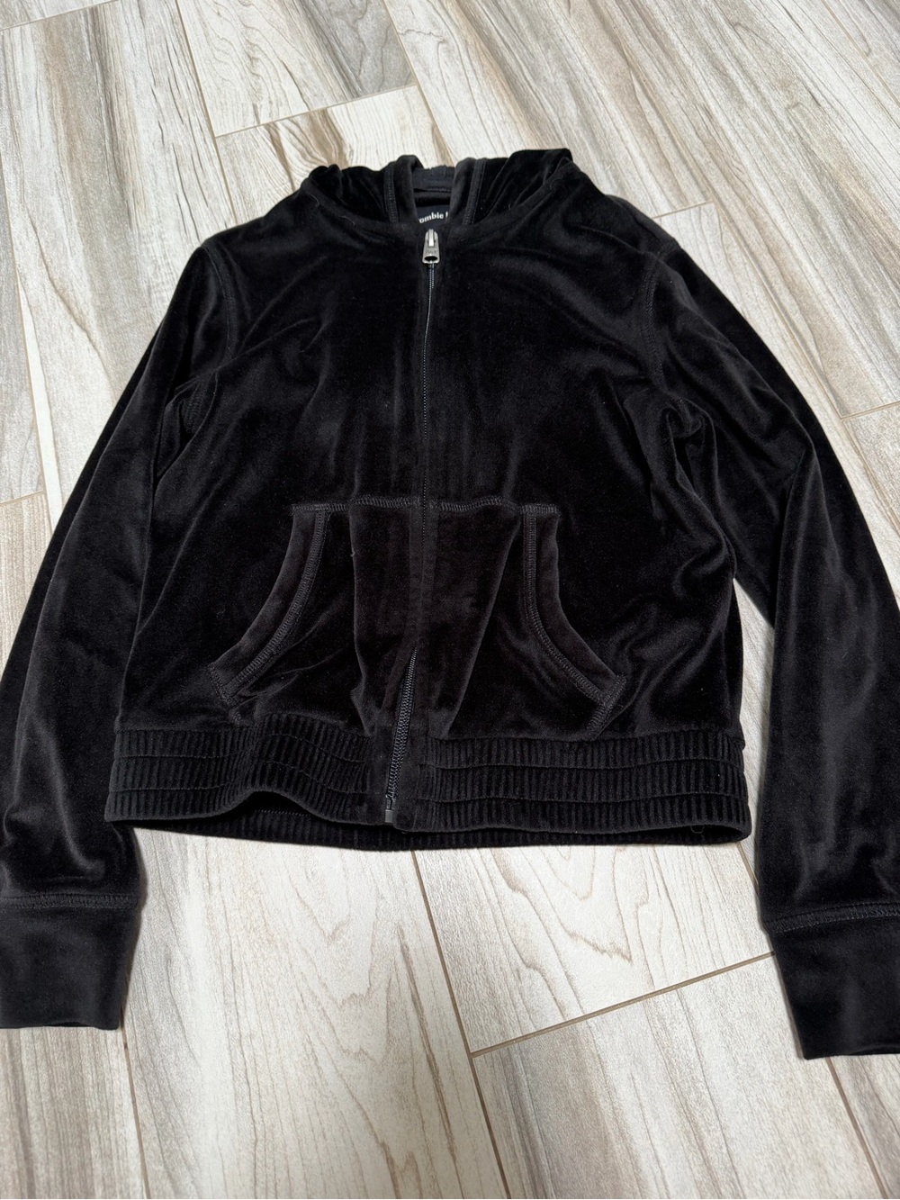 abercrombie kids Black Velvet Hooded Zip Jacket